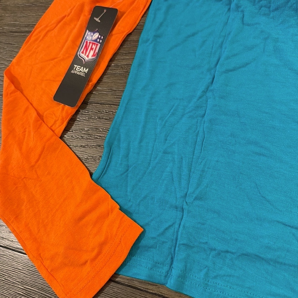 NWT [NFL] Miami Dolphins Lace-Up Long Sleeved T-Shirts, Multiple Women's Sz S-XL - Picture 10 of 12